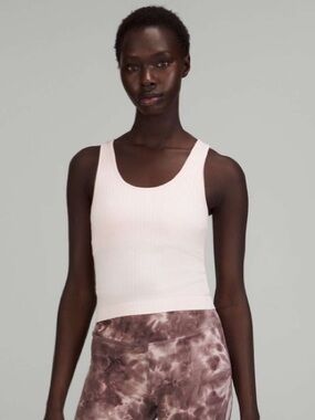Lululemon Pink Strawberry Milkshake Workout Ebb to Street Cropped Tank Top 2
